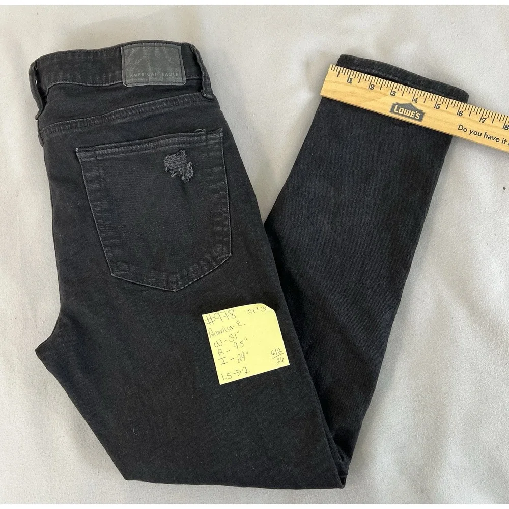 American Eagle‎ Jeans Mens 31x29  Next Level Air Flex Skinny Distressed Black